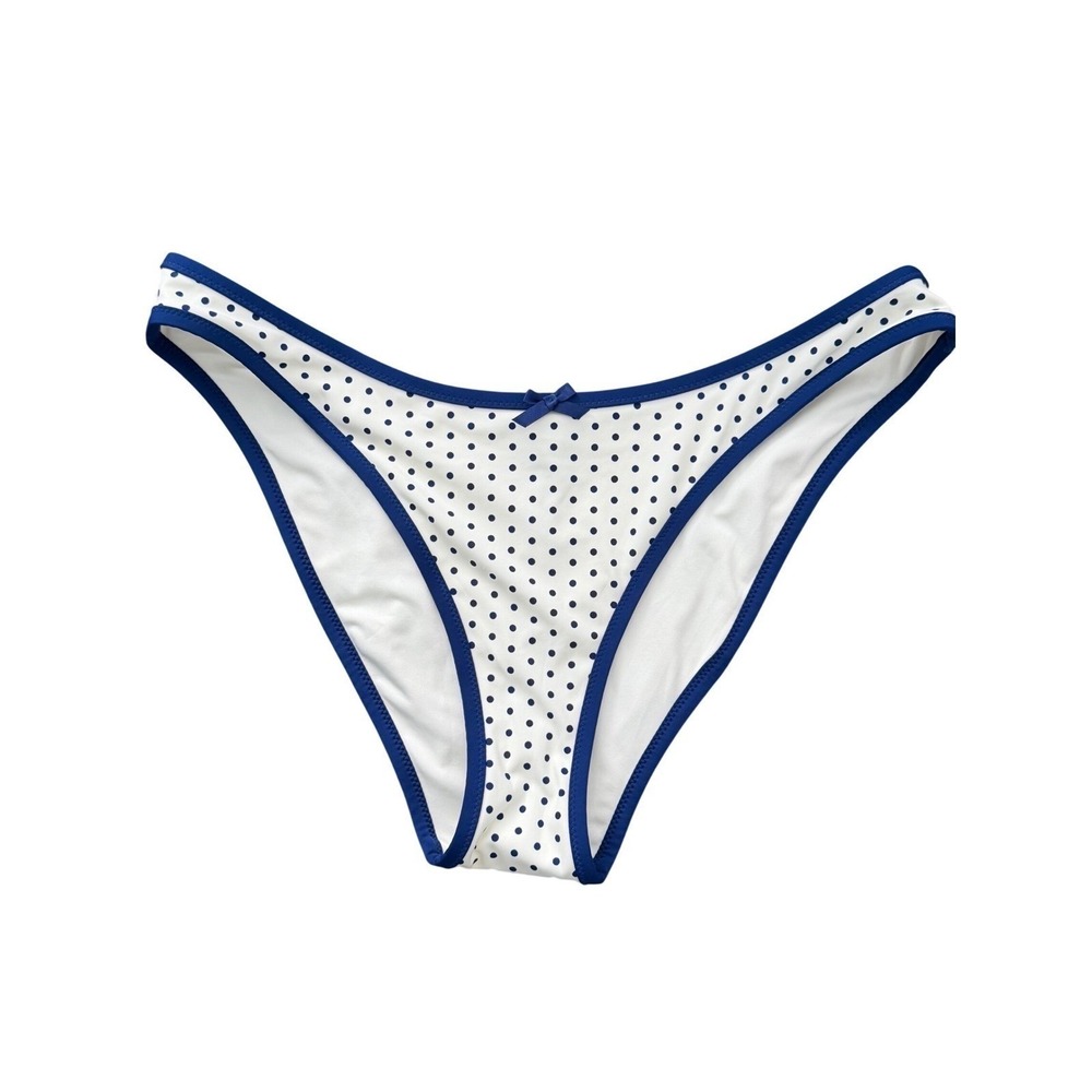 Victoria's‎ Secret PINK x Frankies Bikinis Polka Dot Bikini Bottom White Blue M